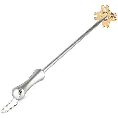 Sage Owl Grill Scraper for Outdoor Grill with 17.5’’ Long Handle - Bristle-Free Grill Grate Cleaner Alternative to Grill Brushes, Brass Scraper Grilling Accessories - BBQ Grill Cleaner Gifts for Men Cover