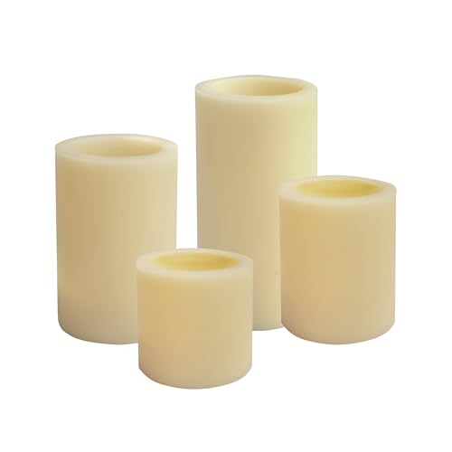 Image of CANDLE CHOICE Battery Operated Flameless Candles with Timer Real Wax Realistic Flickering Electric LED Pillars Decorative Lights for Home Wedding Halloween Thanksgiving Christmas Decorations 4 Pack