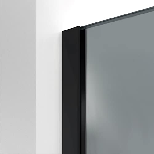 Mampara de ducha antical de 100 cm con perfil negro y cristal gris 5