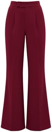 KIRUNDO Womens Dress Pants High Waisted Wide Leg Pleated Trousers Flare Palazzo Slacks Pockets Business Casual Outfits