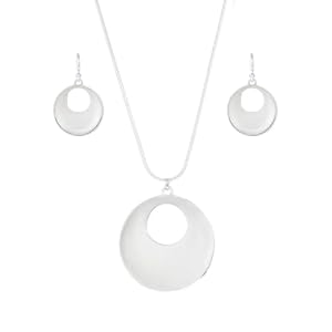 Madison Tyler Classic Jewelry Collection | Silver Teardrop Necklace with 18″ Inch Snake Chain and Earring Set