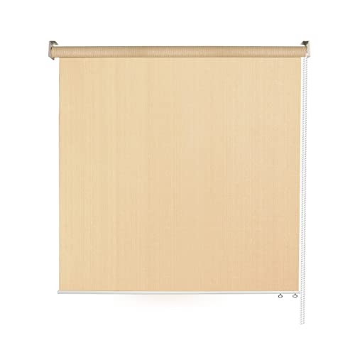 MEOOEM Outdoor Roller Shade 8' W X 8'L Privacy Screen for Porch Pergola Gazebo Balcony Backyard Patio Deck Large Light Filtering Block 95% UV Protection, Wheat