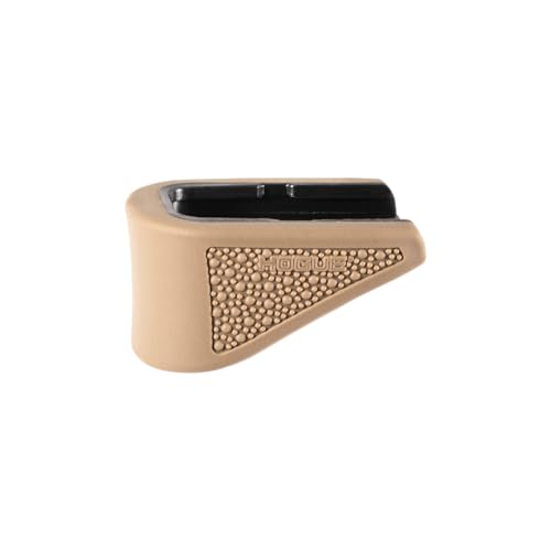 Hogue OverMolded Rubber Grip Extension Base Pad for Glock 42 .380 6-Round Magazines, FDE - 18223