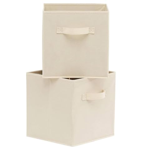 Image of RENVA 6 pcs Fabric Storage Cubes Foldable Storage Bins for Organizing Pantry, Cubbies, Toy Box - Clothes Storage & Closet Organizer (White, 6)