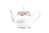 Jingdekiln Ceramic Tea Pot, English Vintage Decorative Porcelain Teapot For Tea Parties 28 Oz