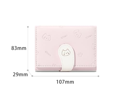 Cartoon Cute Cat Wallet Small Fresh Three Folding Multi-Card Card Holder Wallet(Green)2