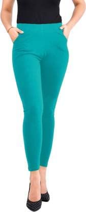 GenericS R Collection Premium Cotton Lycra Stretchable Ankle Length Pocket Legging for Womens & Girls- Free Size- 26-34 Inch
