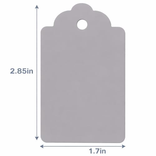Image of CVANU 100pcs Premium Color Tag Blank Hanging with Pre-Punched Hole Tags for DIY Crafts, Gift Wrapping, Labelling & Writable Decorative Tags for All Occasions (2.85in X 1.7in) Grey1