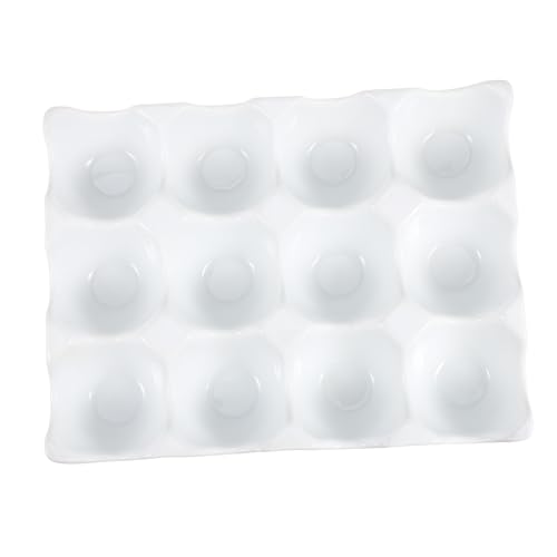 UKCOCO Bandeja de Cerámica para Huevos Celdas Diseño Apilable Protector Seguro para Refrigerador Almacenamiento Organizado para Huevos