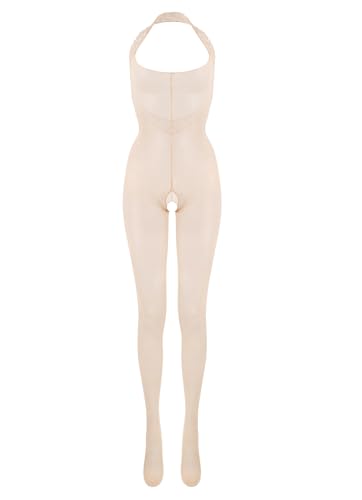 MIZSPISE Dessous Damen Negligee Sexy Unterwäsche Netz Bodystocking Nachtwäsche (Helles Orange bodystocking, Einheitsgröße)