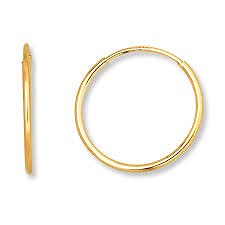 Galaxy Gold GG 14k Solid Yellow Gold Endless Loop Hoop Timeless Earrings 2 mm Gauge/Thickness Available in Multiple Diameters -