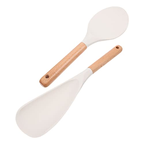 CONGARTENO 2Pcs Silicone Rice Spoons Ergonomic Wear Resistant Rice Scoopers for Easy Serving and Cleaning Kitchen Utensils for Daily Use with Smooth Design