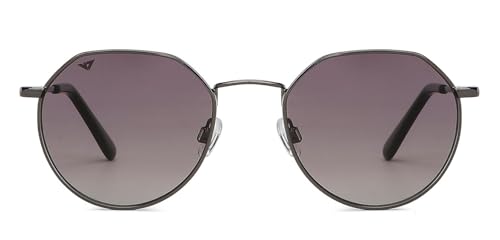 Image of Vincent Chase By Lenskart | Gunmetal Gray Full Rim Hexagonal | Branded and Stylish Sunglasses | 100% UV Protected | Men & Women | Small | VC S13984