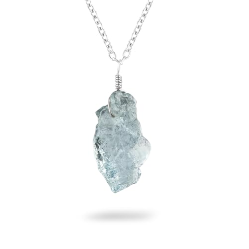 Natural-Moss-Aquamarine-Pendant-Necklace-Handcrafted-Unique-Green-Blue-Gemstone-Jewelry-Adjustable-Silver-Chain-Elegant-Design-Healing-Crystal-Rough-Stone-Gift-for-Her