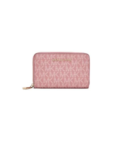 Image of Michael Kors, Womens, Jet Set Small Zip Around Card Case, Primrose, One Size