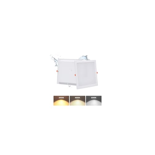 Grebeam Lot de 2 Spot LED Encastrable Extra Plat 36W, Plafonniers LED, 5000LM, IP44, Carré, 3000K...