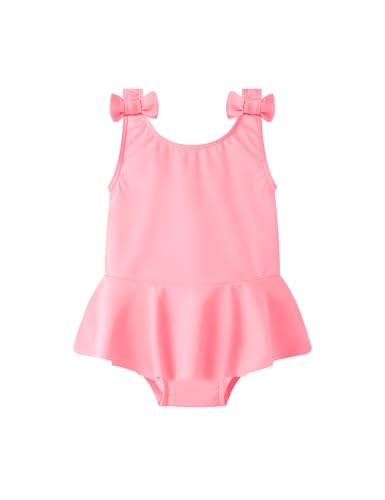 Image of oklady Toddler Swimsuit Girls One Piece Ruffled Girls Bathing Suit Bow Strap Swimwear Size 12M-4T