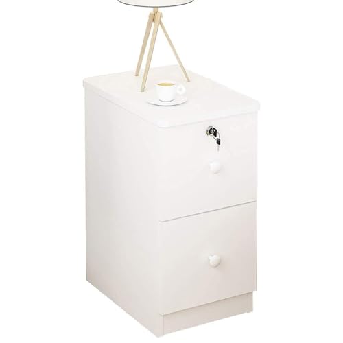 Mesita de noche con 2 cajones de almacenamiento, diseño con cerradura, fácil de instalar, maximiza el espacio de almacenamiento para dormitorio, sala de estar u oficina