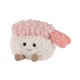 Apricot Lamb Crevettes Sushi Alimentaire en Peluche pour Enfants Doudou Mignon pour Bébé Fille et Garçon Moelleux Crevettes Sushi Rose 8 cm