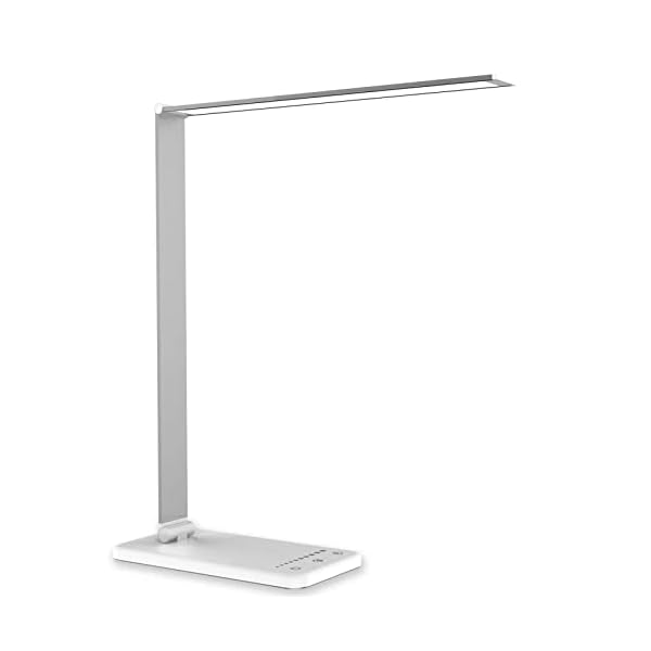 TOVXAFUR LED Schreibtischlampe 5 Lichtfarben und 4 Helligkeitsstufen Dimmbare Memory Funktion USB-Anschluss für Büro…