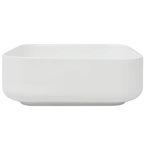 Lavabo cuadrado de cerámica blanco 39x39 cm Mangloder para baños modernos 3