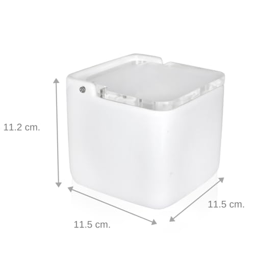 Miniatura 6 de Kook Time Salero De Cocina Con Tapa De Acrílico Transparente Basculante - Saleros Blanco De Cocina Modernos Con Base Cerámica Para Usar Como Salero Y Azucarero O Especieros, 11.2 X 11.2 X 11.2 Cm