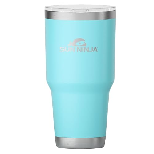 Image of SUN NINJA 30oz Tumbler, Stainless Steel Vacuum Insulated Cup, Turquoise