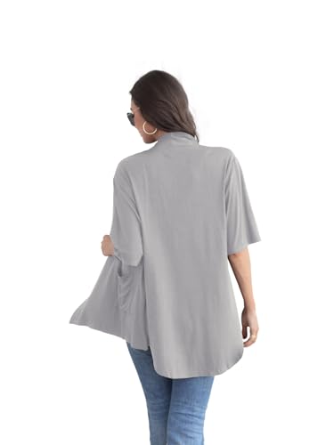 Image of ADANIKI Women 2026 Summer Lightweight Cardigan, Short Sleeve Open Front Casual Trendy Womens Kimono Cover Up with Pocket