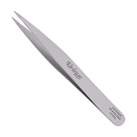 Tweezers - Eyebrow Offset Ultra Fine Point Tweezer - Pointed Tip, German Stainless Steel, Hair Removal, Facial - By The Unique Edge Cover