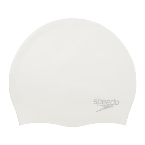 Speedo SD93C03 Swim Cap, Silicone Cap, White/Silver, F