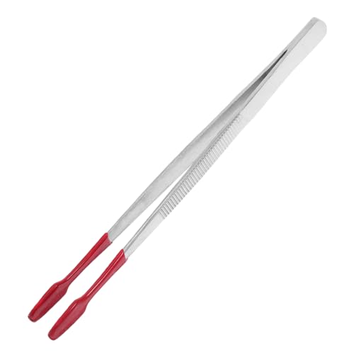 VILLCASE Rubber-tipped Stamp Tweezers Long Stainless Steel Tweezers for Coin Collecting for Stickers