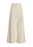 PRETTYGARDEN Womens Spring Wide Leg Palazzo Pants 2026 Trendy Loose Button High Waist Pleated Work Business Casual Trousers (Beige,Large)