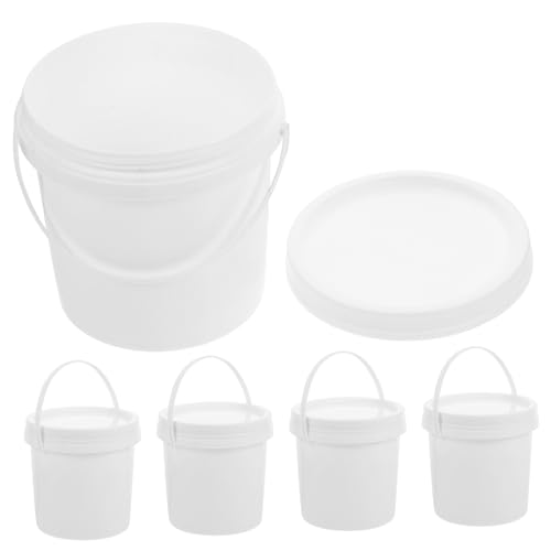 PRETYZOOM 5Pcs Sealing Water Bucket Portable Plastic Water Pail with Handle Lid Capacity for Home Agriculture Industry Use Leak Multipurpose Storage