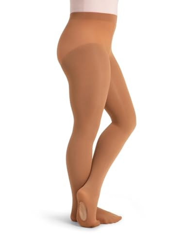 Capezio Girls' Ultra Soft Self Knit Waistband Tight,Toasted Almond, One Size (8-12)2