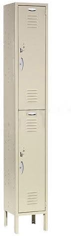 Global Industrial Double Tier Locker, 12x15x36, 2 Door Unassembled, Tan