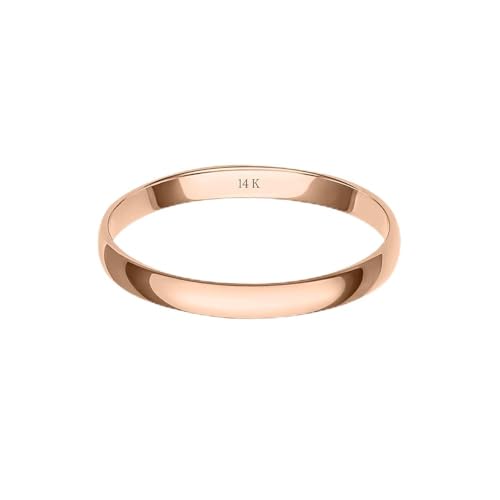 Women's 10K or 14K Rose, White or Yellow Gold 2MM Petite Classic Plain Wedding Band by Brilliant Expressions