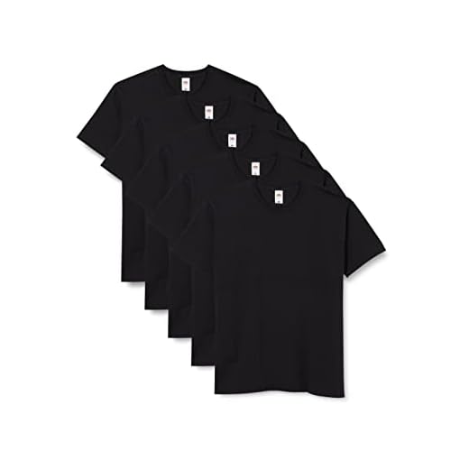 Fruit of the Loom Iconic, Lightweight Ringspun tee, 5 Pack Camiseta, Negro (Black 36), Large (Size:L) (Pack de 5) para Hombre