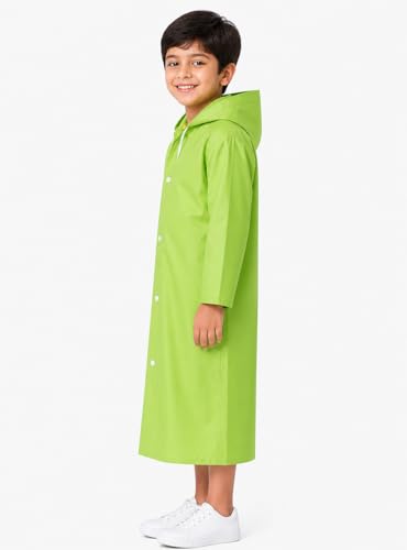 Image of Nephar Kids Waterproof Raincoat for Boys & Girls | Full Length Hooded Rain Wear | Lightweight PVC Monsoon Rain Coat for Children