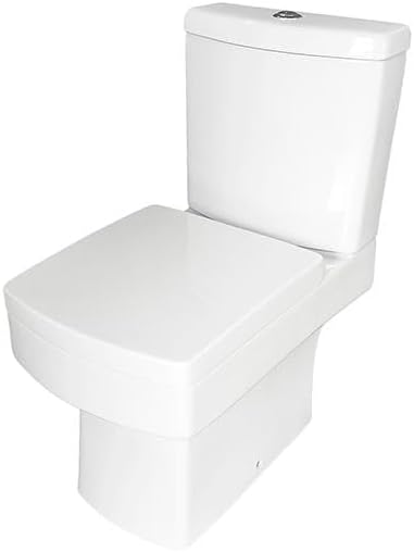 SKY Bathroom Square White Close Coupled Toilet Pan Soft Close Seat Ceramic Modern WC