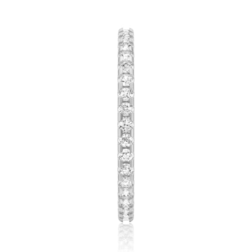 MSBLUE® 2.0mm Petite Pavé Scalloped Moissanite Eternity Band, 14K White Gold Vermeil, Rhodium Finish3