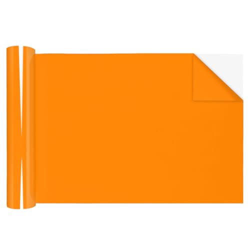TransOurDream Matte Neon Orange HTV Heat Transfer Vinyl Roll for All Cutter Machines - 12'' x 5ft PU Neon Orange Iron on Vinyl for T-Shirts - Thin and Easy to Weed