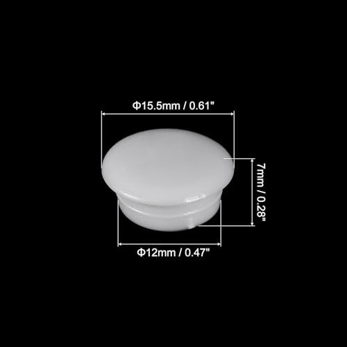 Image of uxcell 250Pcs Screw Hole Plugs, 12mm(15 /32 inch) Dia Plastic Snap in Locking Hole Covers Flush Type Caps for Furniture Cabinet Cupboard, White