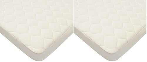 American Baby Company Waterproof Pack N Play Playard Mattress Protector, Quilted Fitted Protector Pad Cover Made with Organic Cotton Top Layer, 39" x 27" (Pack of 2)