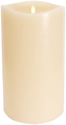 Luminara Realistic Moving Flame LED Candle (6.25"x10.6") Melted Edge Smooth Finish Real Wax Grand Pillar, Unscented - Ivory