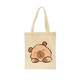 [Wnicek] トートバック a4 柄付き てさげかばん かわいいカピバラ 帆布 男性 トートバック tote bag 推し活 買い物 ビジネス 旅行 軽くて丈夫で扱いやすいため