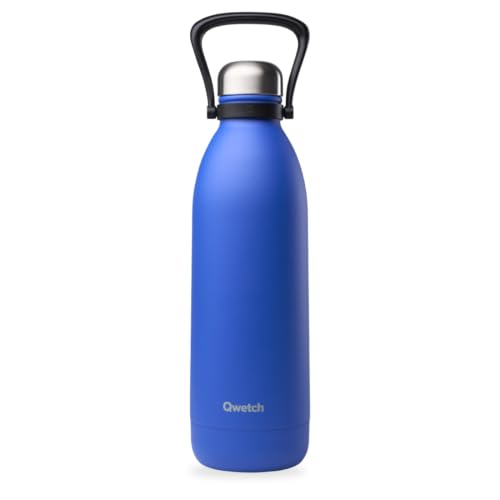 Qwetch – Botella isotérmica grande TITAN – Azul Majorelle 1,5 L, 48 horas frías y 16 horas calientes, estanca con botella de acero inoxidable con asa de transporte – Termo isotérmico para pícnic