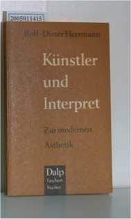 Paperback Künstler und Interpret Zur modernen Ästhetik [German] Book