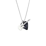 Guitar Pick Necklace for Women Men,Guitar Music Pendant Necklace with Chain,Punk Dangle Pendants Choker Necklaces for Music Lovers,Unique Guitarist Appreciation Retirement Birthday Gift for Musician (Black)