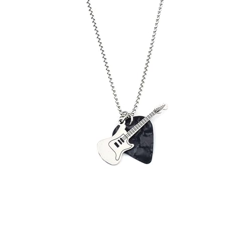Guitar Pick Necklace for Women Men Guitar Music Pendant Necklace with Chain Punk Dangle Pendants Choker Necklaces for Music Lovers Unique Guitarist Appreciation Retirement Birthday Gift for Musician (Black)