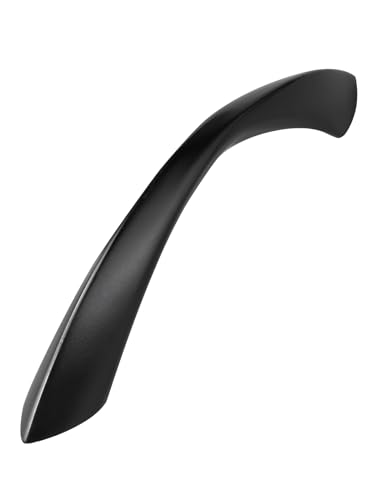 Image of Black Cabinet Pulls 3 Inch Arch Twisted Matte Black Handles Drawer Kitchen Cupboard Bathroom Dresser Cabinet Hardware Zinc Alloy 10 Pack